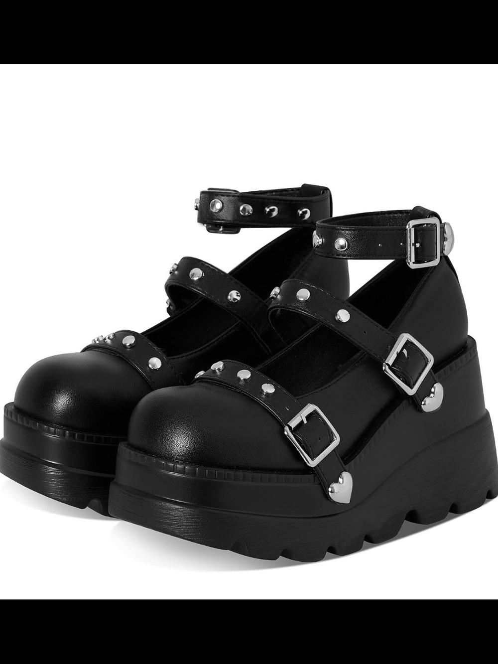 Goth Mary Jane Shoes Size 12/ 43 with Buckles and cute details
